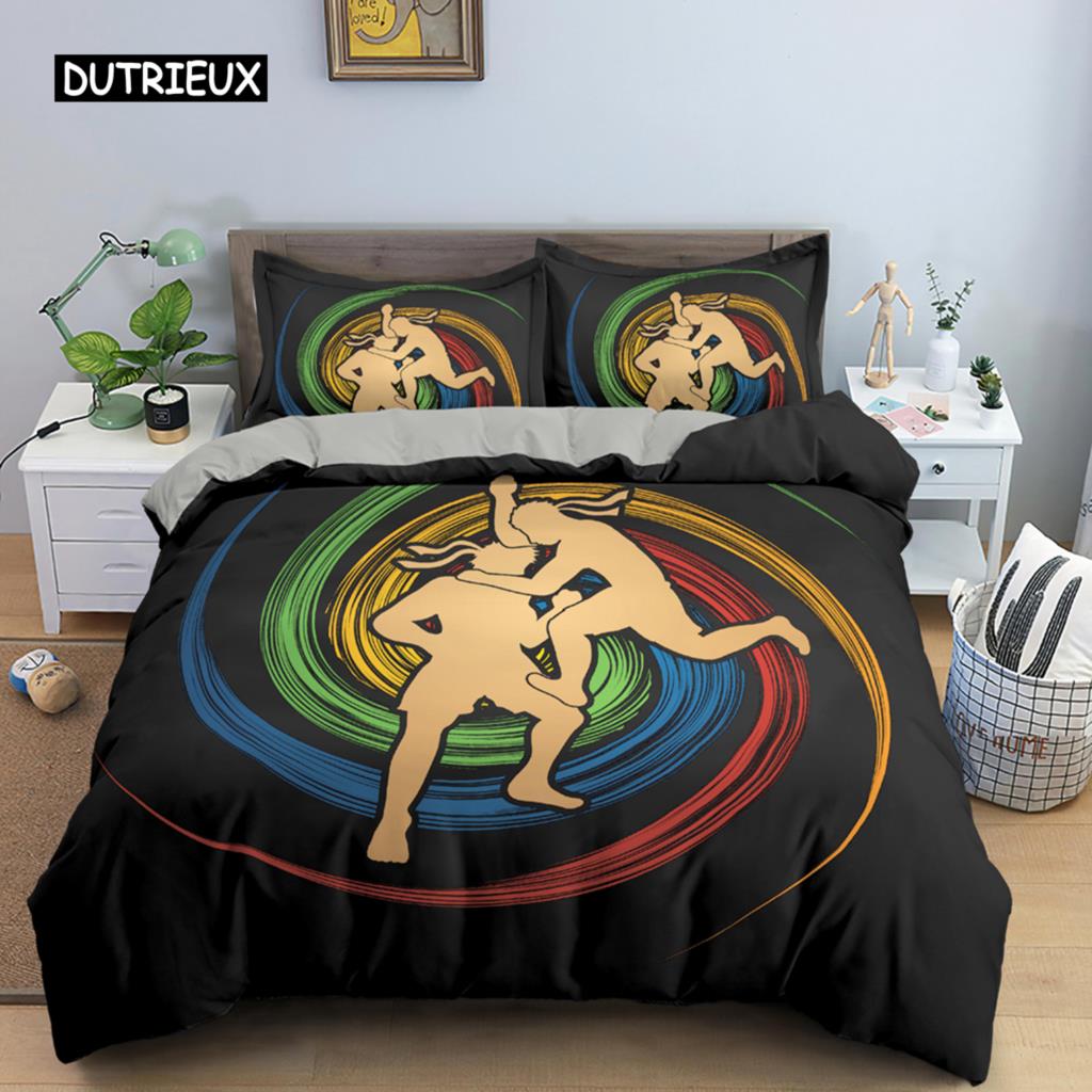 Sport Player King Queen Duvet Cover Skiing Action Bedding Set Teens Adults Extreme Sport Soft Black 2/3pcs Polyester Quilt Cover