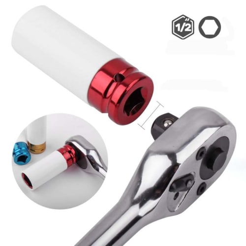 Set of 3 Deep Sockets, Long Impact Wrenches, Wheel Nut Case Included, 12.7mm, 17mm, 19mm, and 21mm Drives