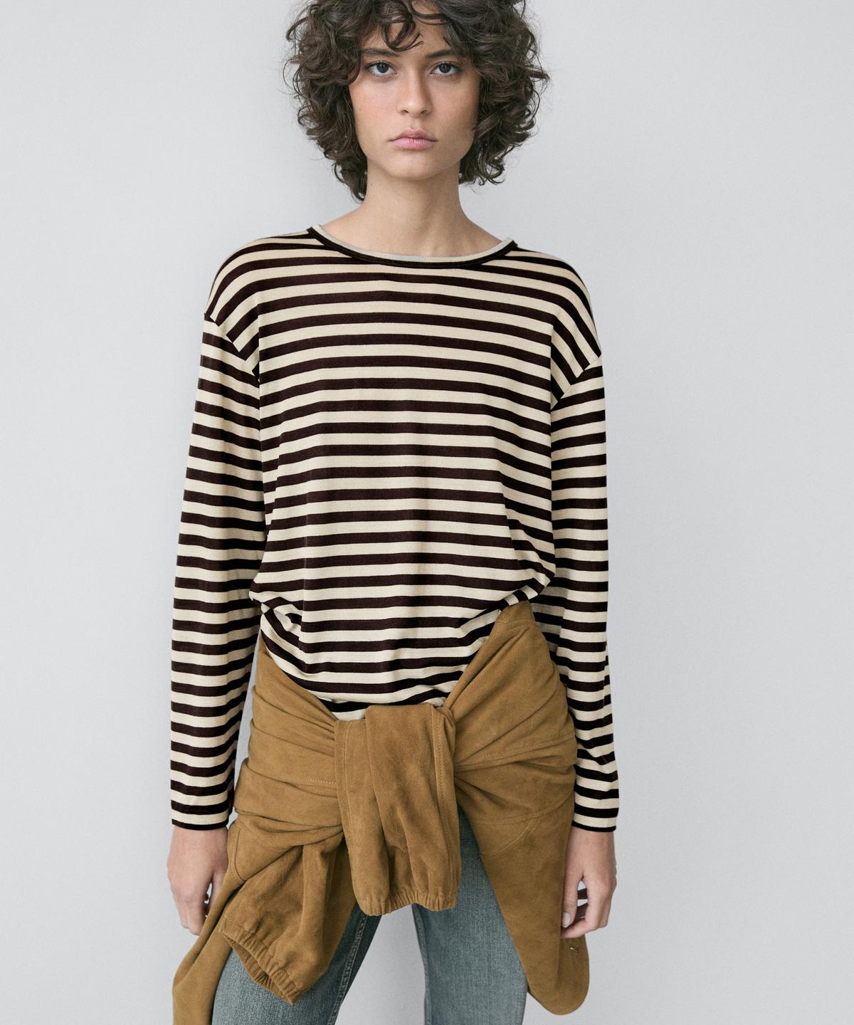 Masimodutti Oversized Striped Long Sleeve T-Shirt