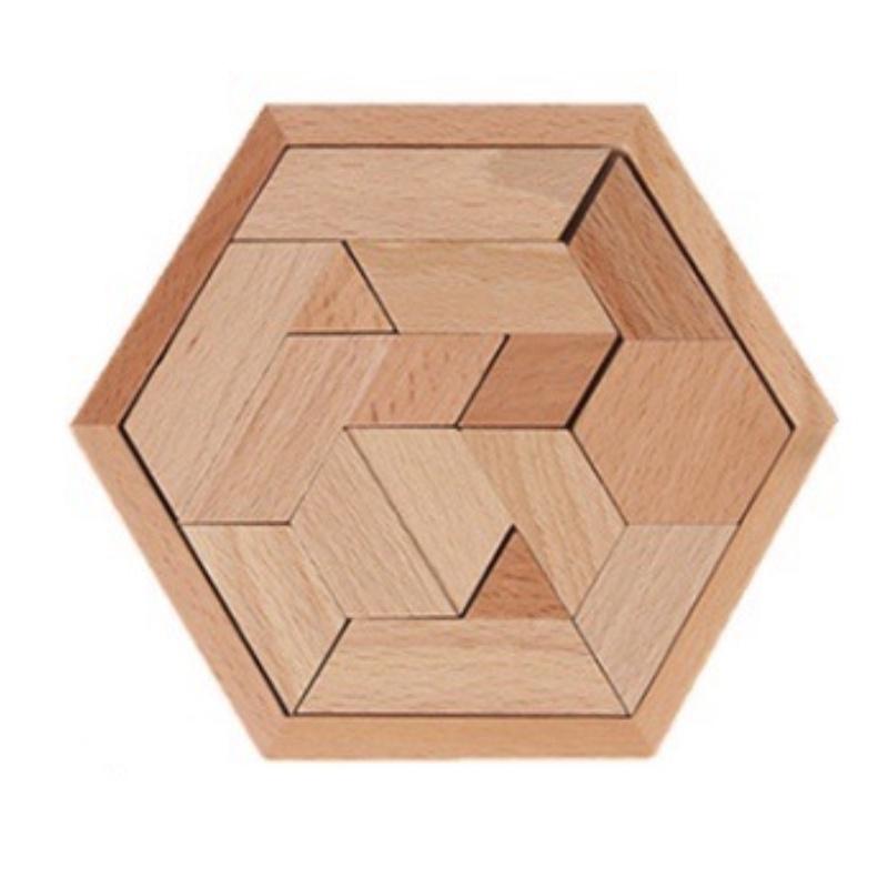 

Деревянная шестиугольная 3D-головоломка, игрушка для развития интеллекта для взрослых и детей, красочное дерево ююбы Wood
