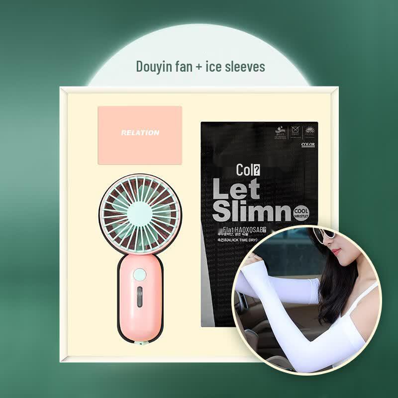AQ Portable Handheld Mini Fan Gift Set Small fan + ice sleeves