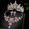 Bridal Crown Three Piece Suit Wedding Crown Tiara Necklace Earrings Korean Super Fairy Wedding Dress Accessories