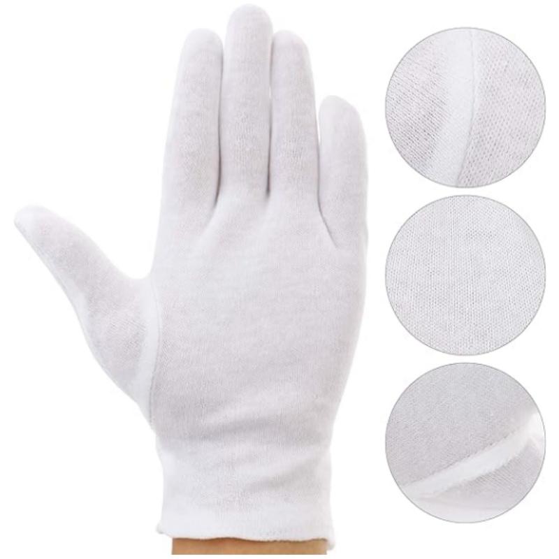 24PCS White Cotton Work Gloves for Dry Hands Ceremonial Handling Film Jewelry Silver Inspection Gloves Household Cleaning Tools