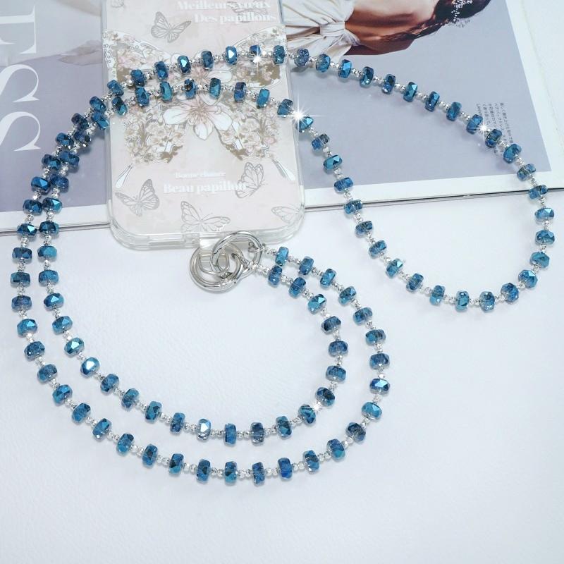 120cm Crystal Beads Crossbody Lanyard Long Cord Necklace Chain Glitter Strap Anti-lost Universal Hanging CellPhone Cover Case