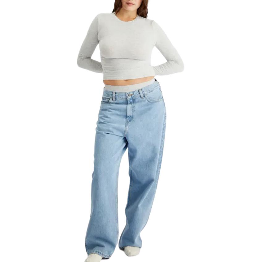 SKIMS Plain Knit Slim Fit Long Sleeve T-Shirt Women tops Light-Gray AP-TSH-0647-LHG