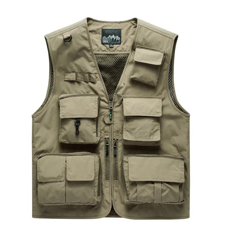 Summer Men Mesh Pockets Fishing Photography Breathable Vests Coats Men Outdoor Waistcoats Sleeveless Jackets