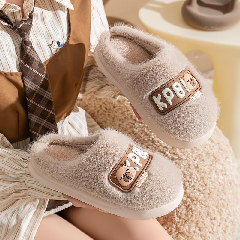 Cartoon Large-standard Cotton Shoes, Autumn and Winter Leisure Home Velvet EVA Soles, Couples Indoor Warm Cotton Slippers
