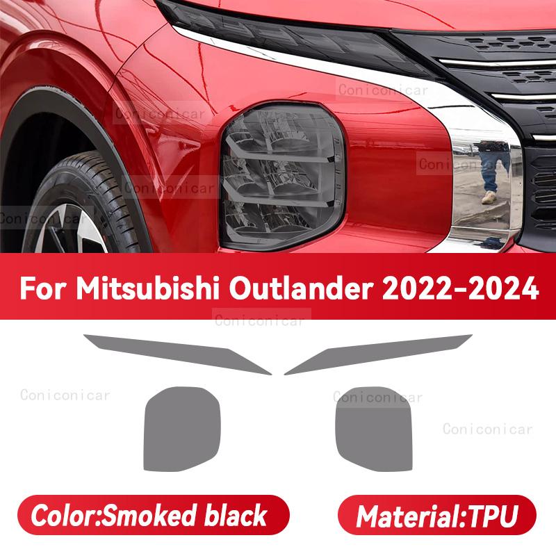 For Mitsubishi OUTLANDER -2024 Car Headlight Protective Cover Film Front Light TPU Anti-scratch Headlamp Tint Sticker