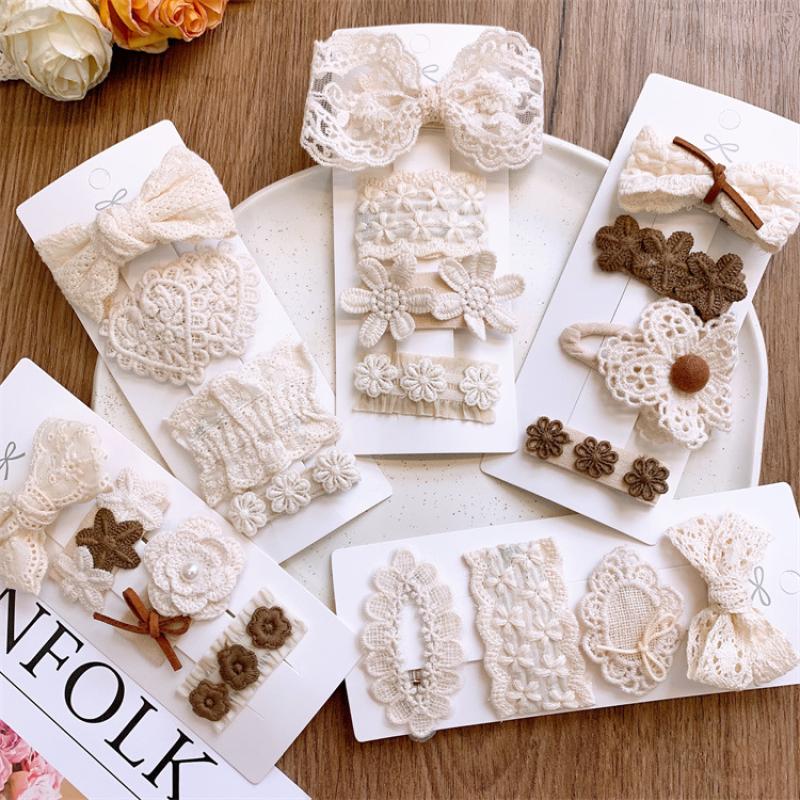 4Pcs Kids Bow Bb Hair Clips Hair Bangs For Girl Ins Flower Hairgripes Candy Color Fresh Daisy Waterdrop Hairpins Baby Bows