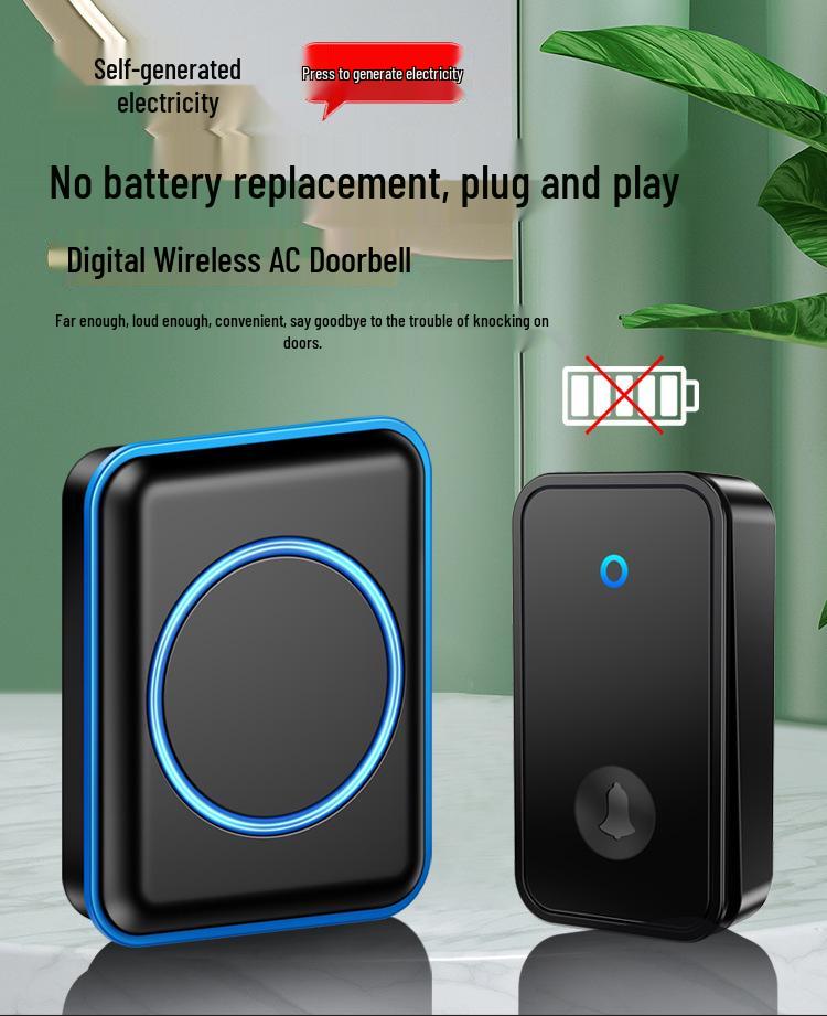 Kajia Si Wireless Self-Powered Doorbell with Long-Range, Three Receivers, Waterproof Design, and Flash Alert