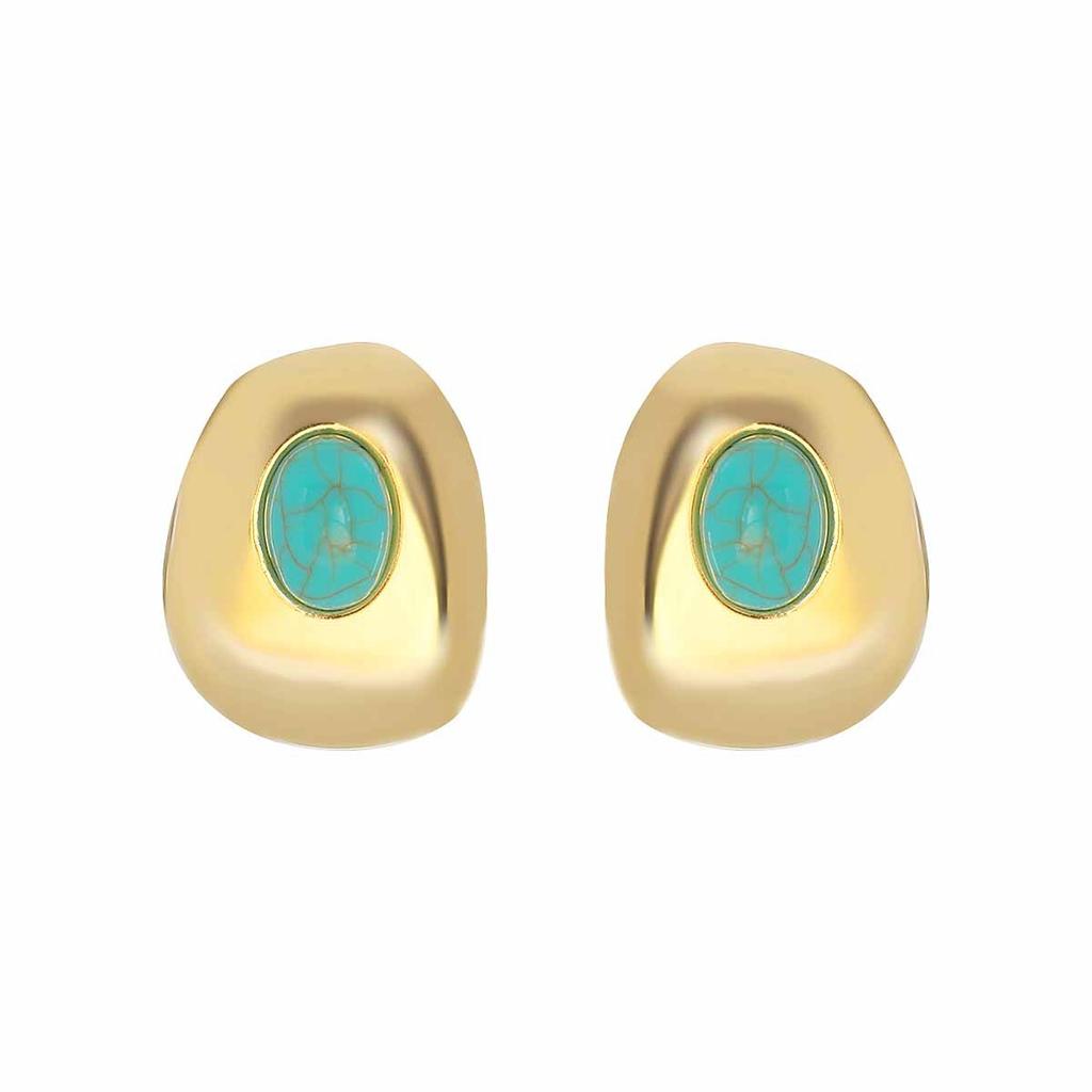 Geometrische Unregelmäßige Runde Hängeohrringe für Damen Temperament Inlay Oval Exquisiter Steinschmuck Urlaubs-Schmuck Geschenke
