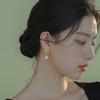 Oil Painting Texture, High-gloss, Natural Baroque Freshwater Pearl Earrings, with a Knot Design, Simple and Versatile, Suitable for Women