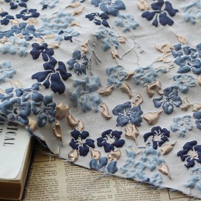 1/2/3/4/5M Garngefärbter Jacquard Goldgeprägter Blasenstoff Weicher Vintage Blumenstoff Für DIY Nähen Elegantes Tüllrockkleid