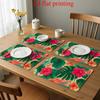 Jit4pcs 2D FLAT Digital Printed Placemats Featuring Tropical Flowers And Green Leaves Pattern, Enhancing The Beauty of Your Dining Area, Perfect for