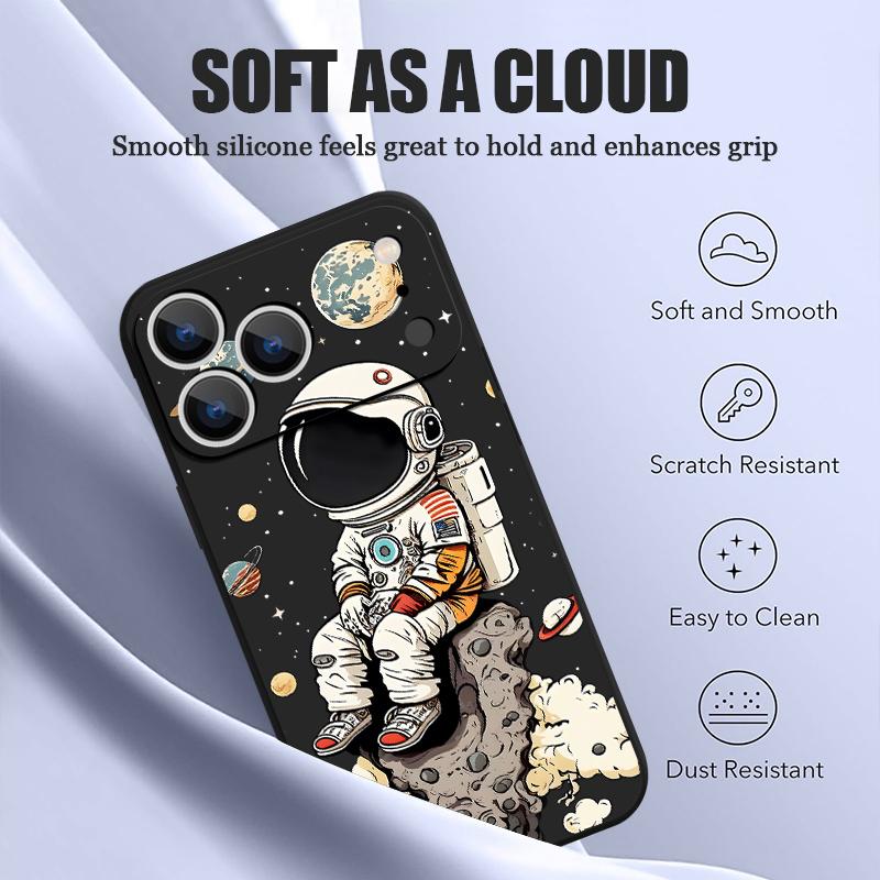 Cartoon Astonaut Planet Pattern Case For iPhone 16 Pro Max Magnetic For Magsafe Soft Cover For iPhone 17 15 14 13 Pro Max 17E 16E