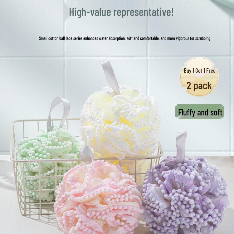 Luxurious Exfoliating Bath Flower Ball - Super Soft, Non-Dispersing, Large Size Shower Washcloth