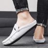 Large Size 39-46 Leather Mules Mens Backless Loafers Slippers Half Shoes For Men Closed Toe Sandals Man Semi-Drag Casual Shoes