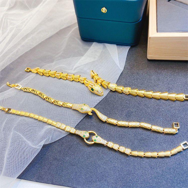 Gold Color High-grade Snake-shaped Full-drilled Snakehead Bracelet Female Vietnamese Sand