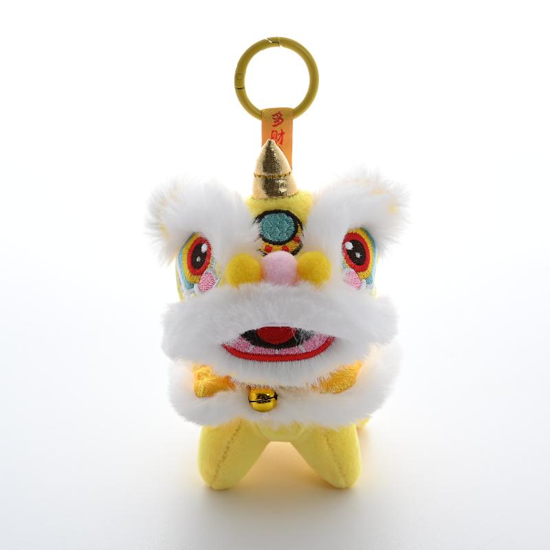 Cartoon Lion Dance Keychain Awakened Lion Year Of Horse Pendant Chinese Style Plush Toy Doll Chinese Bag Hanging New Year Gift