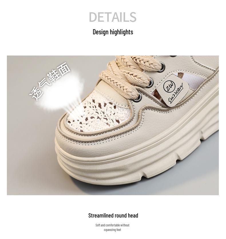 W3610 Breathable Women's Knit Sandals - 2024 Summer, Hollow Out, Thick Sole, Plus Size, Inner Heel Lift, Casual Fashion.