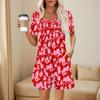 Women's Fashionable And Casual Short-sleeved Pleated Pocket Jumpsuit Printed Jumpsuit Shorts