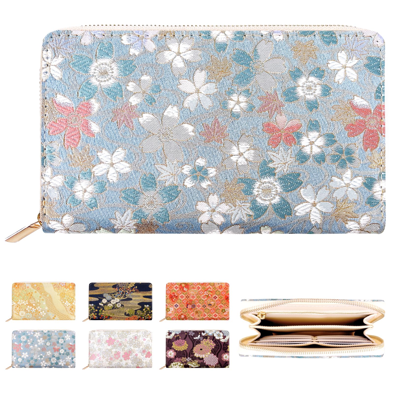 

Модный многофункциональный кожаный чехол Yamagishi Nishijin-ori для сберегательных книжек, медицинских книжек матери и ребенка и паспортов, стильный золотой парчовый, с молнией,