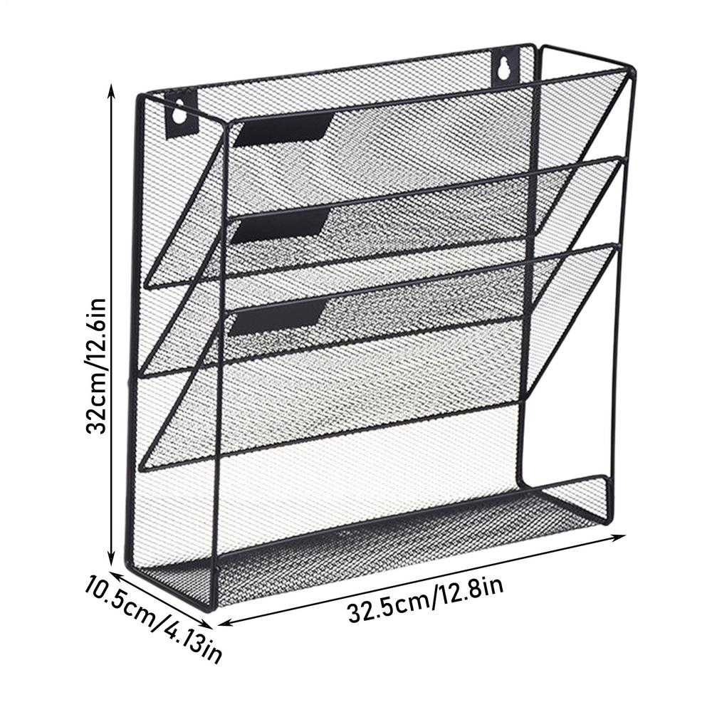 File Holder Wall Mounted 4-Tier File Storage Rack Space-saving Mail Paper Organizer for Documents Multifunctional Folder Holder