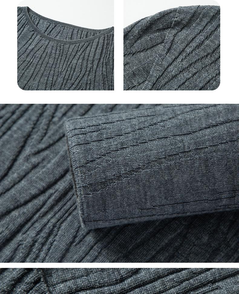 Wave Rhyme Gauze Women's Slim Fit Low Round Neck Wool Knit Shirt
