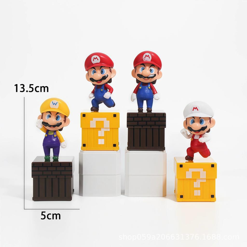 In Stock 4Pcs/Set Super Marios Action Figure Model Doll Cake Decoration Car Ornaments Anime Peripherals Children Toys