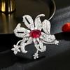 Luxury Flower Brooch Light Luxury Pomegranate Red Crystal Elegant Suit Accessories Brooch Fashion Pin Coat