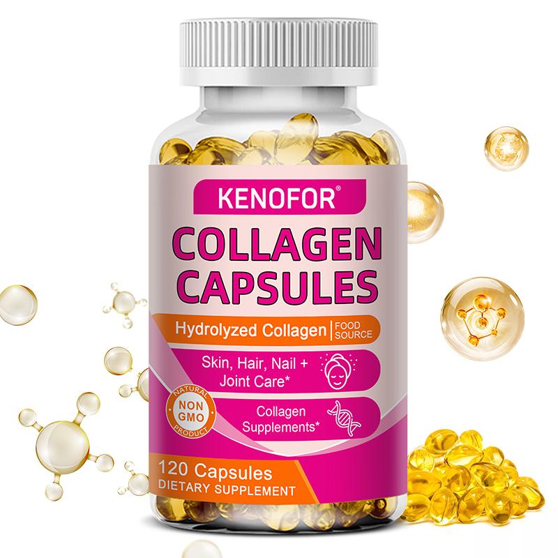 Hydrolysiertes Rinderkollagen Kapseln mit Biotin & Vitamin C, GVO-freies Nahrungsergänzungsmittel, 120 Kapseln 60-Tage-Vorrat