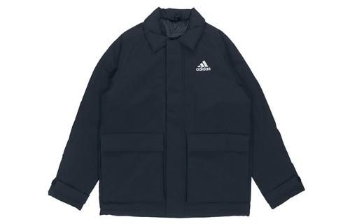 

adidas Однотонная хлопковая куртка с воротником-поло для активного отдыха и спорта Зимняя XL чёрный