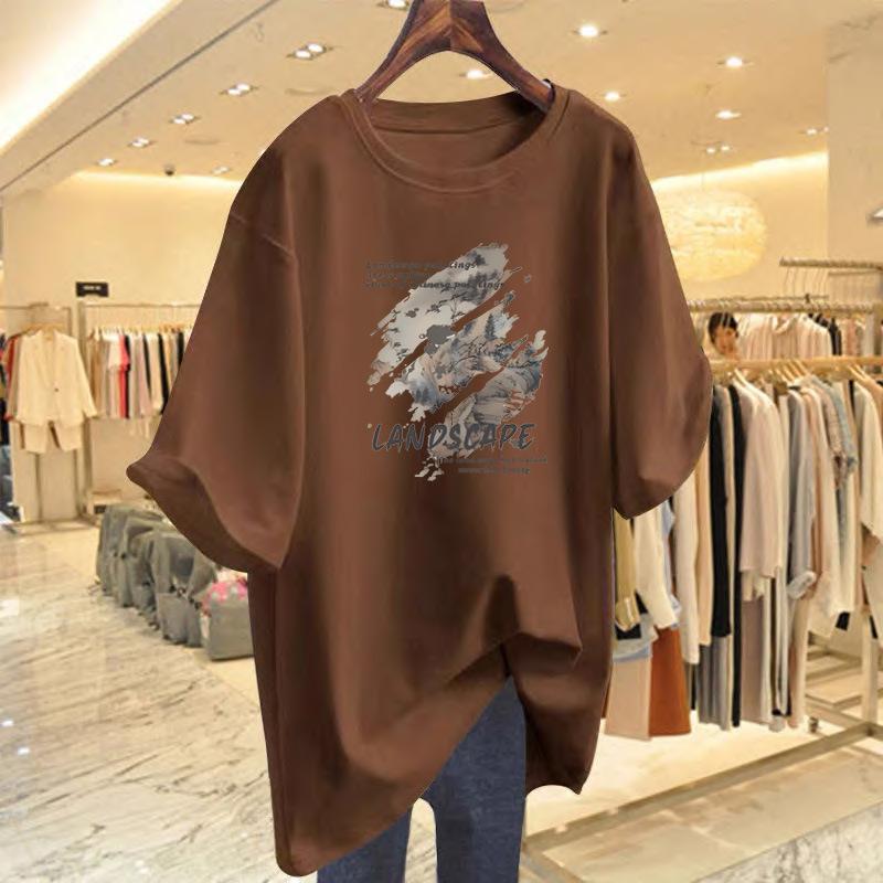 

Summer New Loose Printing Cotton Short Sleeve T-Shirt Women s Top Bottom Shirt XXXL