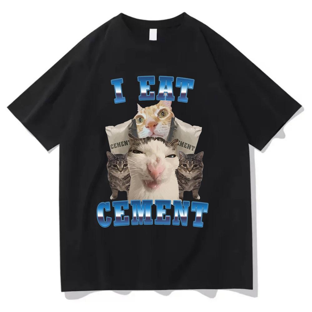 

I Eat CeUnisext Cat T Shirt Funny Meme Graphic Tee Vintage Aesthetic Harajuku Streetwear Top Casual Unisex Short Sleeve Tshirt 4XL