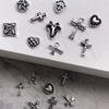 10Pcs-Cross Series 3D Nail Art Charms,Metal Punk-Chrome Hearts Nail Art Jewels Decals for Fingernail Toenail Decorations