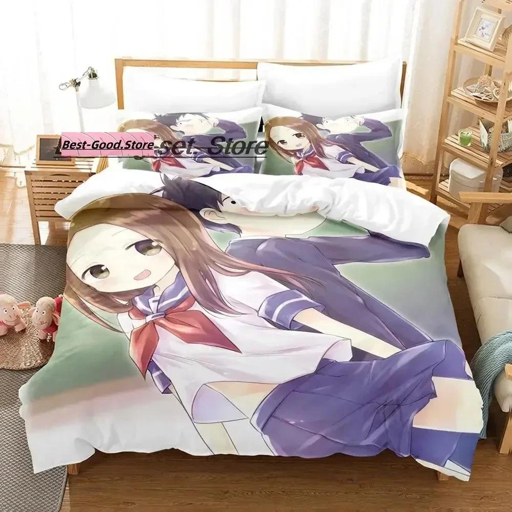 3D Teasing Master Takagi-San Bedding Set Printed Duvet Cover Pillowcase Single Double Queen Super King Size Sets