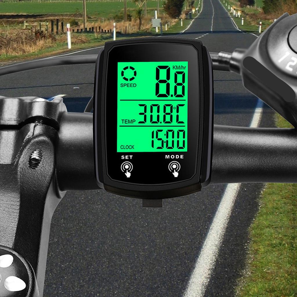 Kabelgebundener Fahrradcomputer mit LED-Digitalanzeige, Tachometer, Kilometerzähler, Touchscreen, wasserdicht und mit Hintergrundbeleuchtung