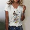 New Women's T-shirt Simple Graphic Printing Women's Clothing Fashion Short-sleeved Shirt Women's V-neck Shirt 2025