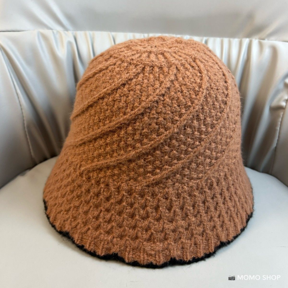 

Вязаная шерстяная шапка для женщин Осень и Зима Вязаная шляпа-ведро M（56-58cm） кирпич красный