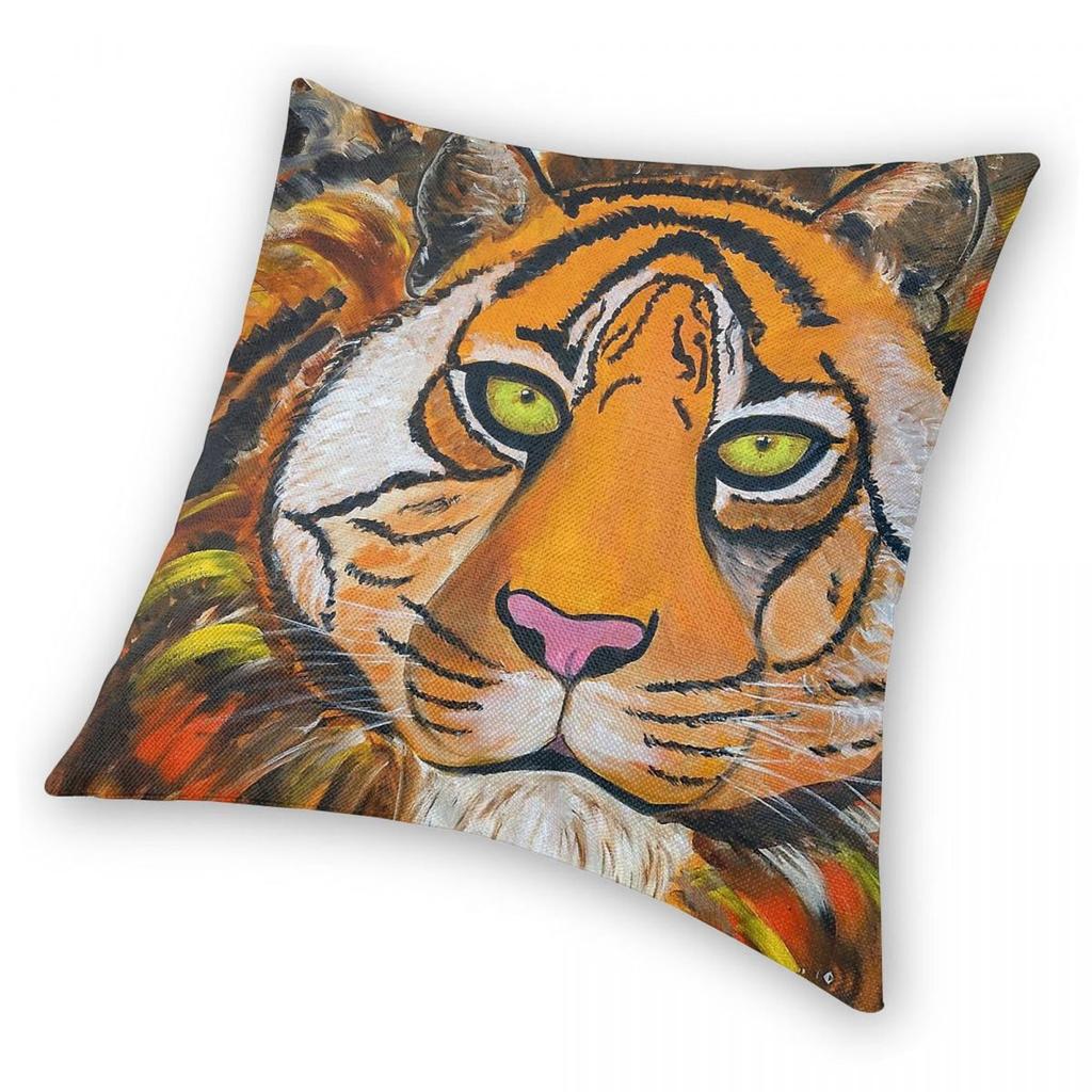 King Of The Jungle Tiger Square Pillowcase Polyester Linen Velvet Creative Zip Decor Pillow Case Home Cushion Cover