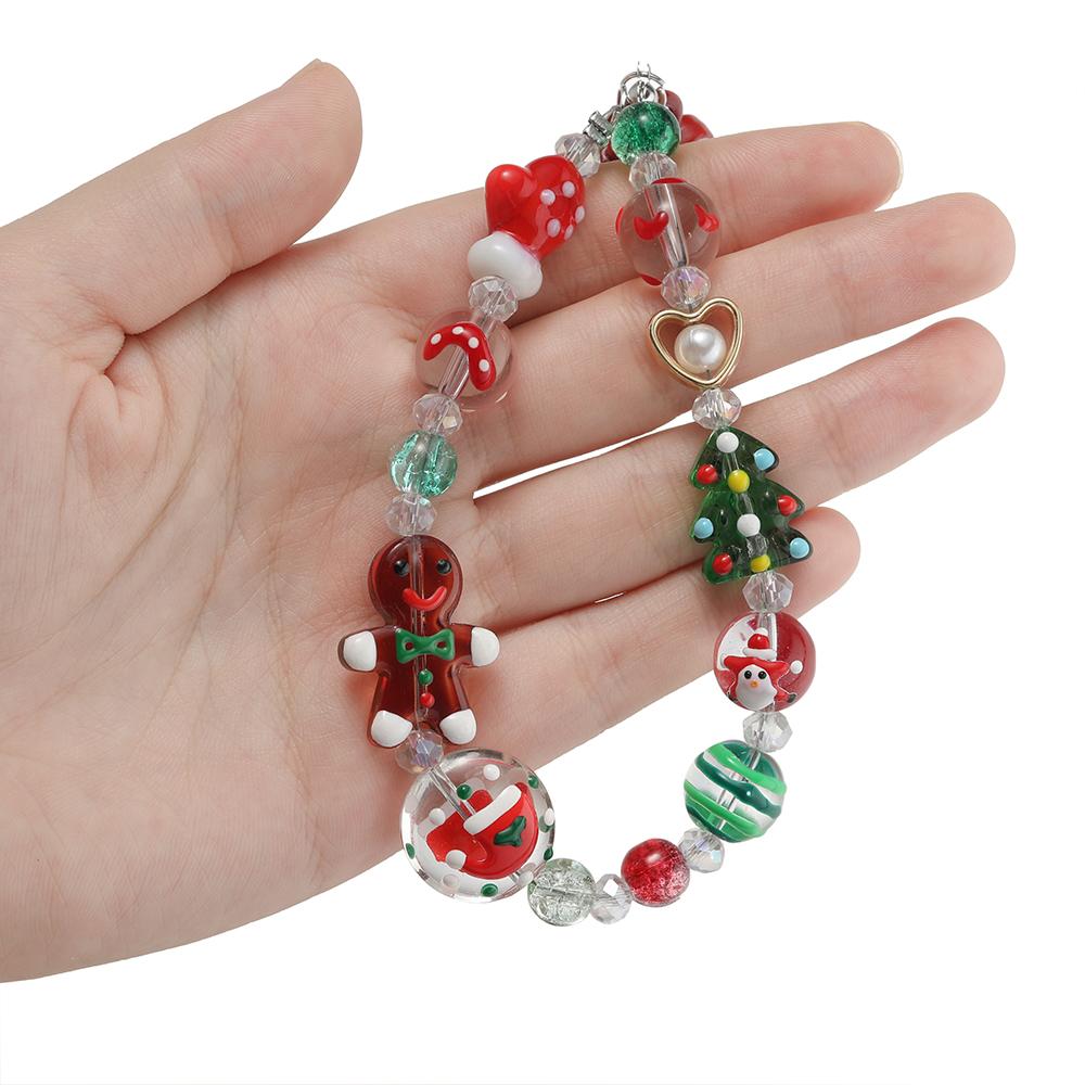1pcs Glass Gingerbread Man Beads Christmas Tree Spacer Bead for Christmas Decoration DIY Jewelry Making Accessories