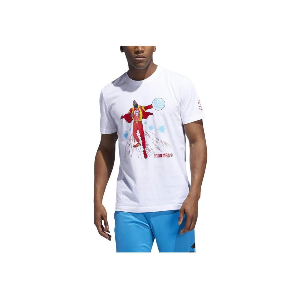 Adidas X Marvel Harden Iron Man Avengers Basketball Short Sleeve T-Shirt Men Tops White FI6371