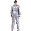 S-4XL Tuta da Sauna Sudorazione Uomo Manica Lunga Giacca con Cappuccio con Pantaloni a Vita Elastica PVC Allenamento Palestra Outfit