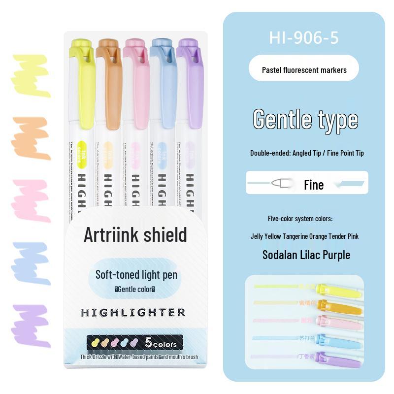 INS Style Dual-Tip Fluorescent Highlighter - Non-Bleed, High Visibility Pen for Planners