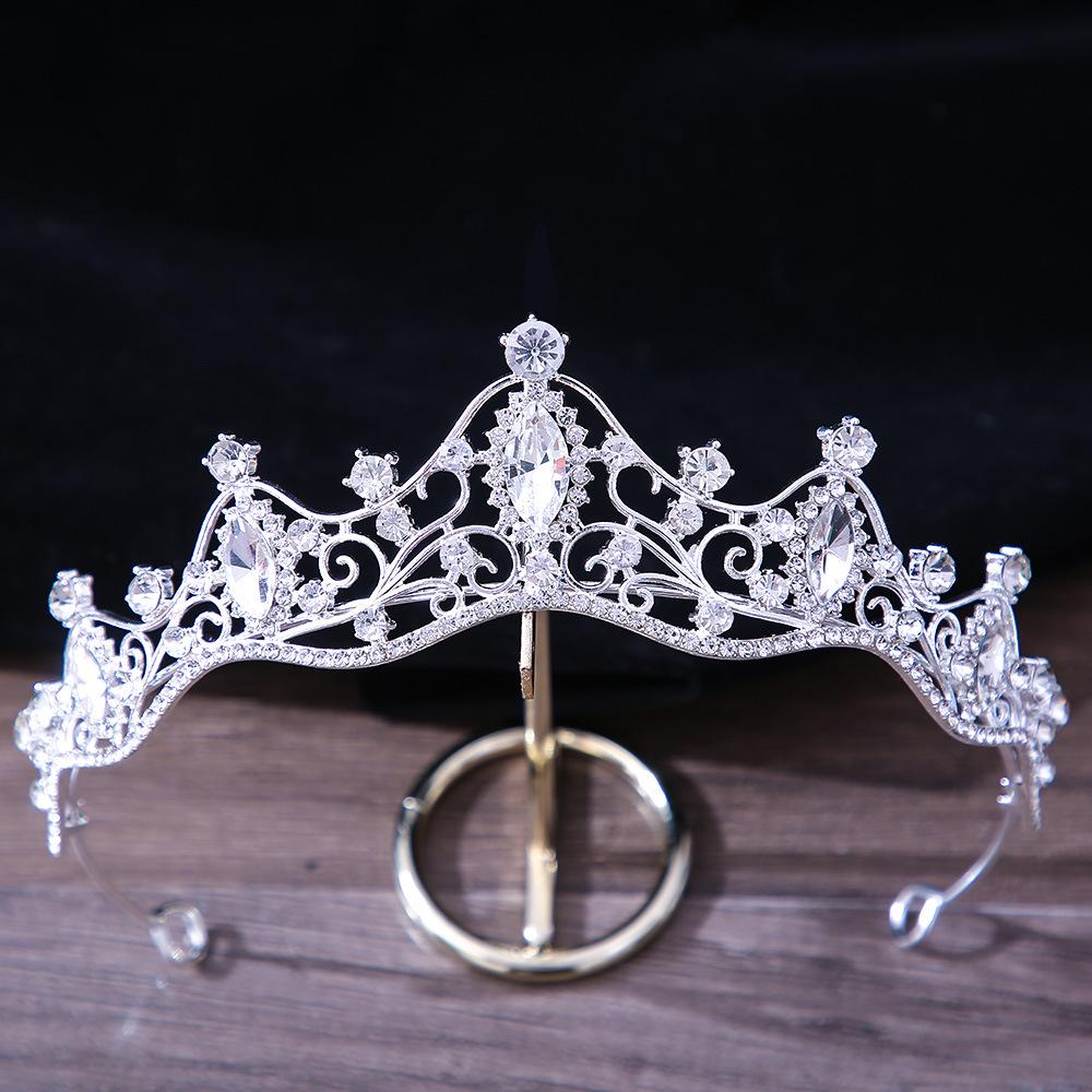 DIEZI Elegant Simple Red Pink Crystal Crown Hair Zircon Tiara Girls Birthday Party Wedding Rhinestone Bridal Crown Accessories