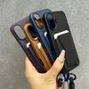 Moda Cüzdan Kredi Kartı Yuvası Arkasında Kordonlu Kapak iPhone 17 Air 13 Pro Max 12 11 Xr 14 15 16 Pro Max İçin PU Deri Kılıf