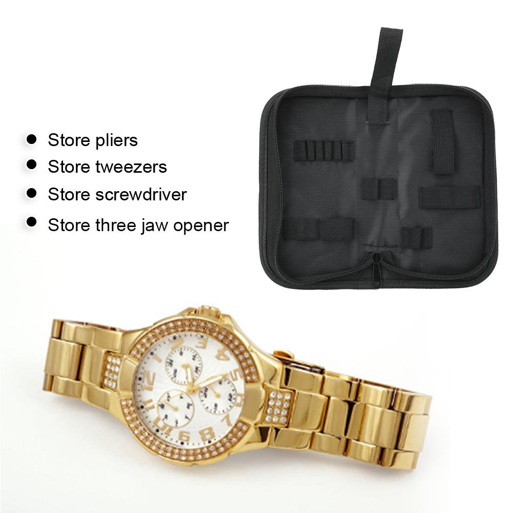 2 pezzi multifunzionale strumenti di riparazione orologi accessorio liscio borsa portaoggetti con cerniera