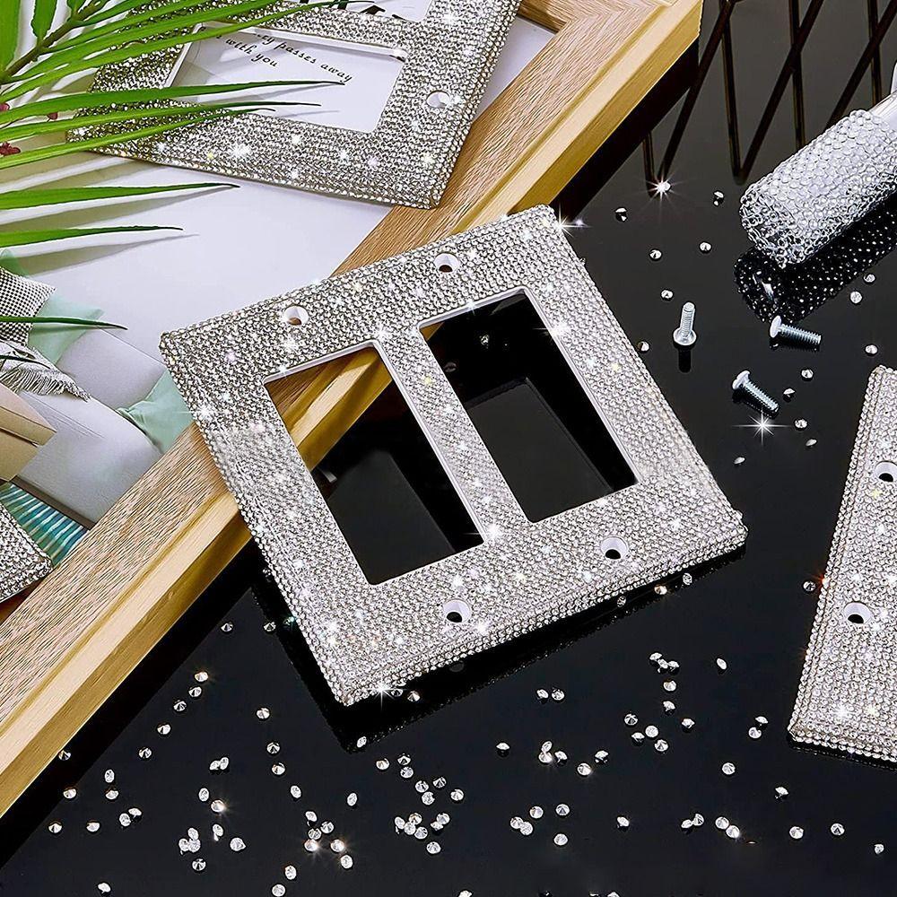 Switch Panel Sticker Rhinestones Socket Frame Wall Plate Cover Bling Plug Outlet Glitter Crystal Home Decoration Living Room