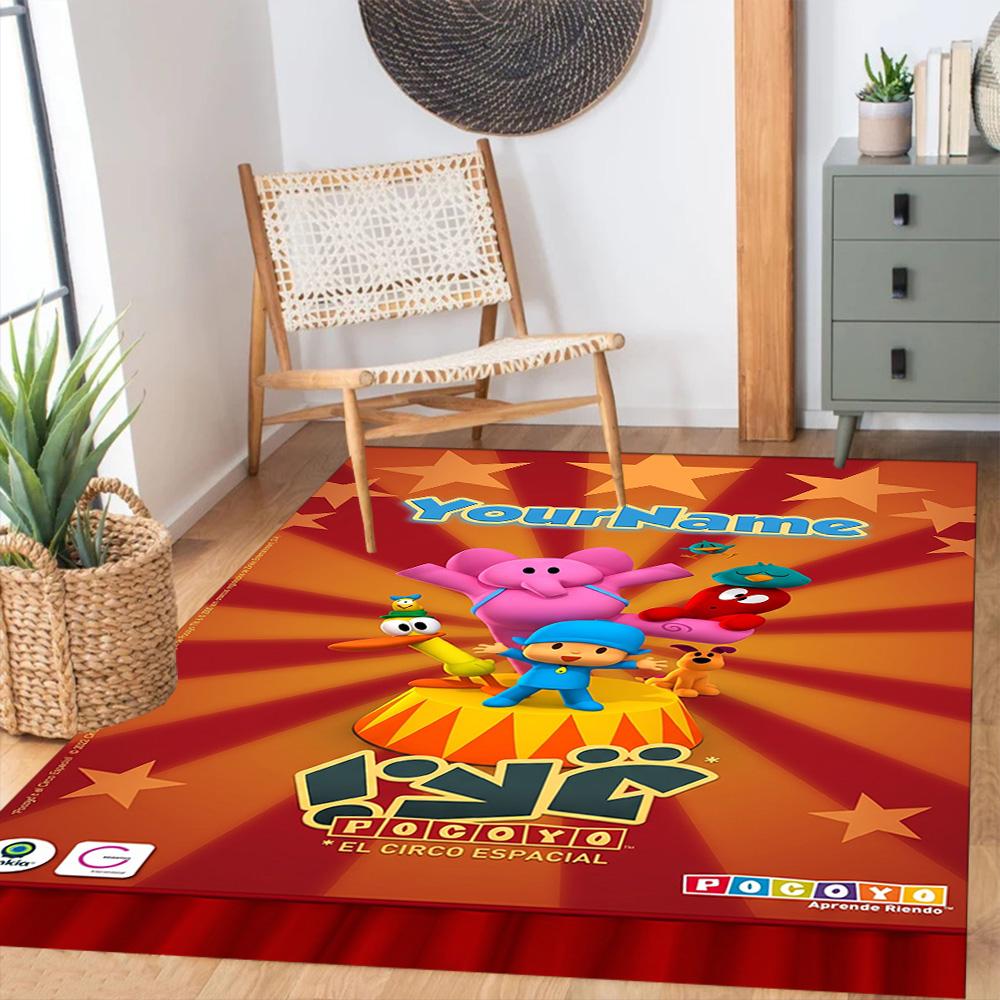 Alfombra de Piso Personalizada con Nombre de Pocoyó Alfombra de Oficina Adecuada para Comedor Salas de Juegos Cocina Entrada Alfombra Antideslizante Decoración de Oficina de Anime