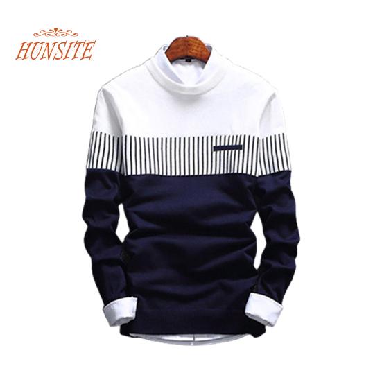 Herre høstmote Uformell Strip Color Block Strikk Genser Genser